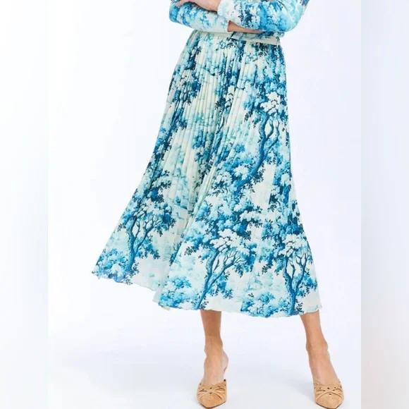 New Mestiza Daniella Pleated Twill Midi Skirt size 6 - Picture 1 of 11